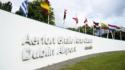 Protesters gather near Dublin Airport