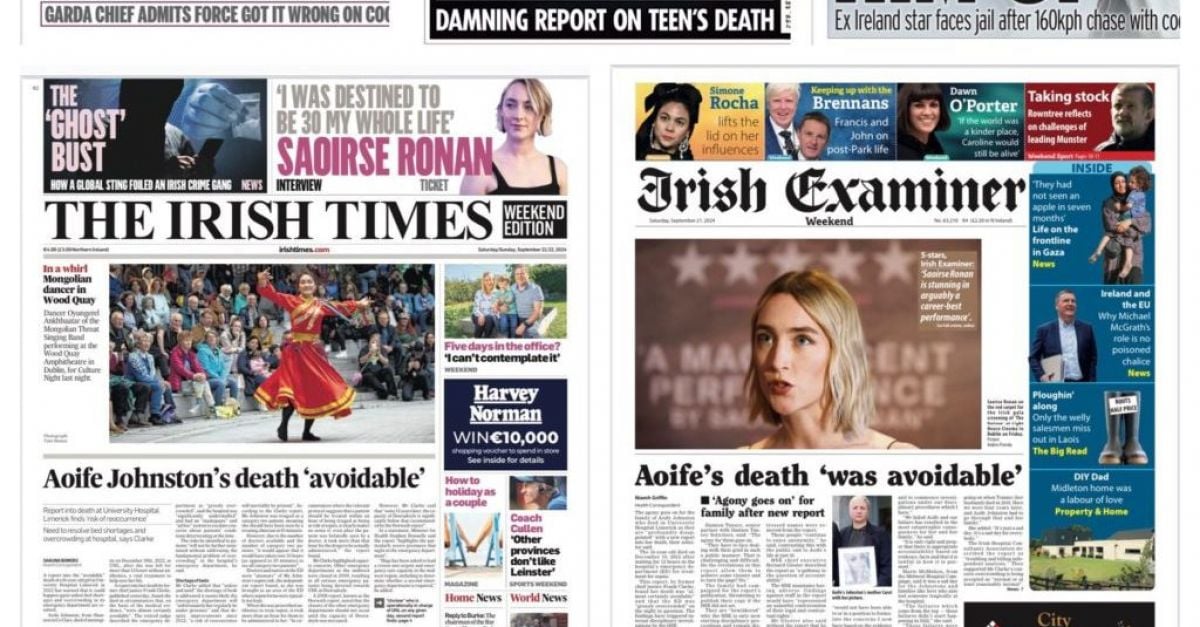 What the papers say: Saturday’s front pages | BreakingNews.ie