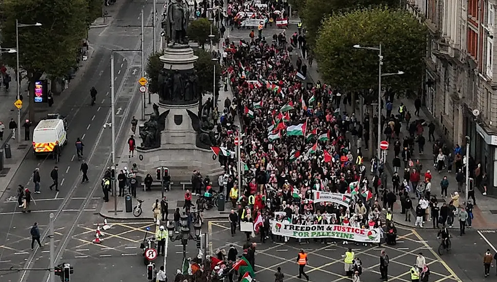 Protesters In Dublin Mark One Year Of Israel-Hamas Conflict