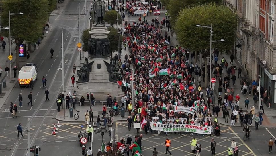 Protesters In Dublin Mark One Year Of Israel-Hamas Conflict