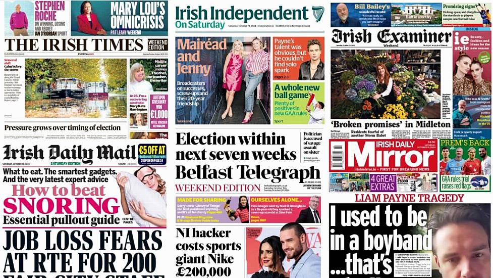 What The Papers Say: Saturday's Front Pages