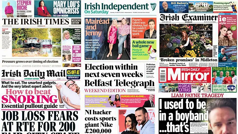 What The Papers Say: Saturday's Front Pages