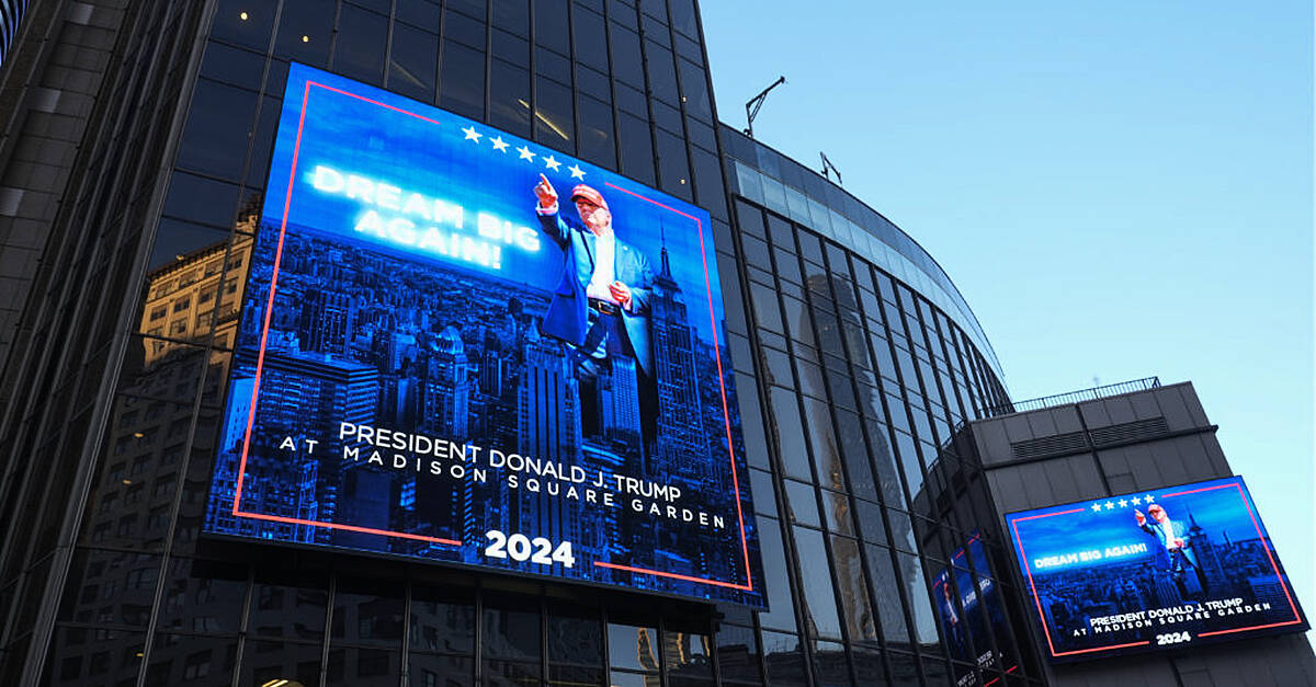 Trump veers away from swing states for hometown rally at Madison Square Garden