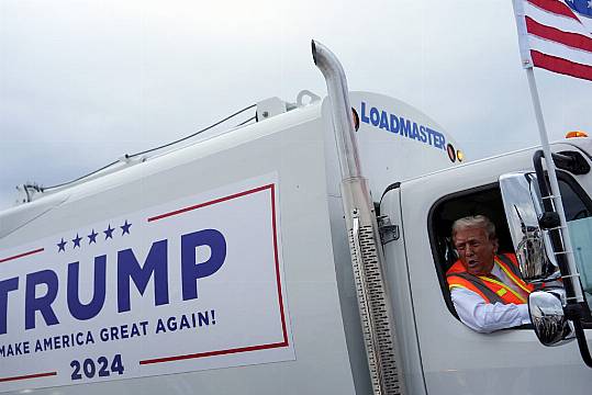 Trump Boards Garbage Truck To Highlight Biden Remark