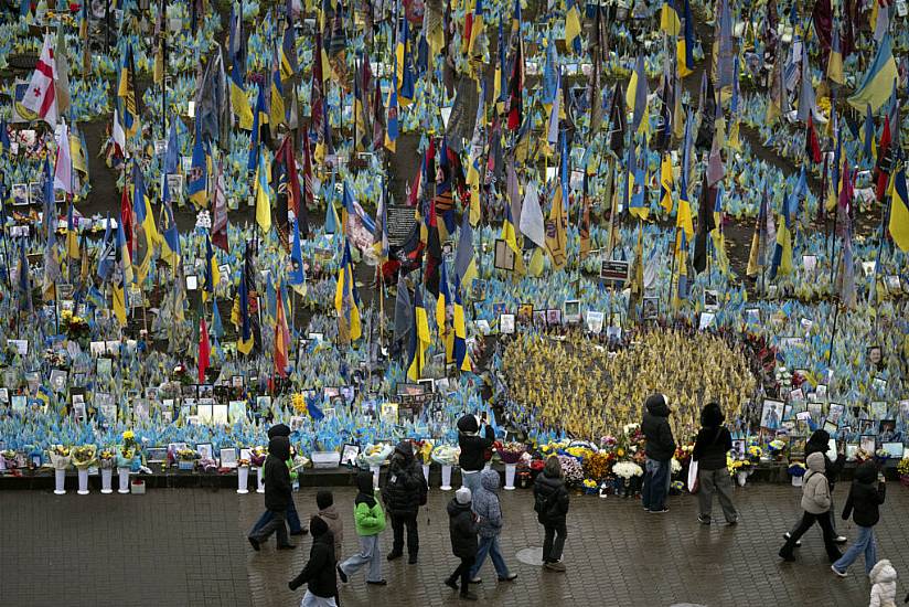 Makeshift Memorial Grows In Ukraine’s Capital After 1,000 Days Of War