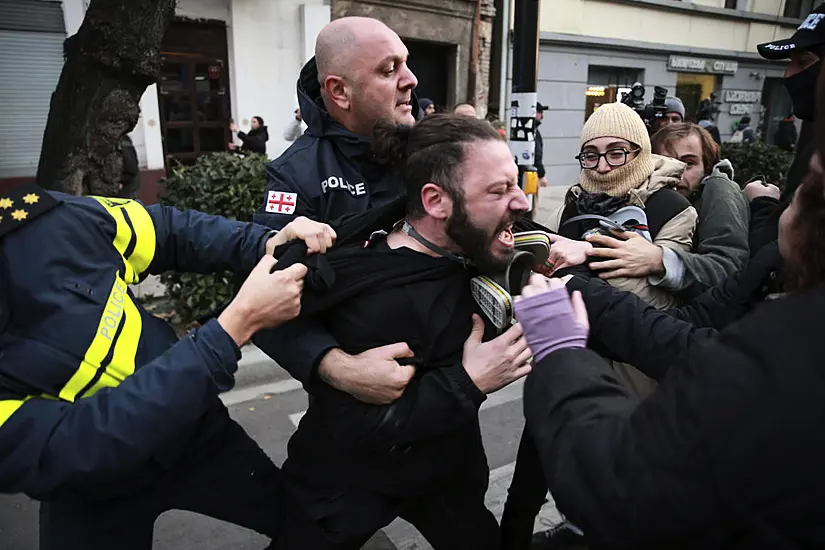 Police In Georgia Break Up Tbilisi Protesters’ Camp But They Quickly Return