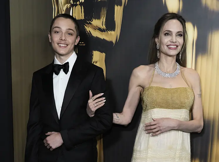 Angelina Jolie Sports Unbranded Vintage Gown With Her Son Knox Jolie Pitt At Governors Awards 2024