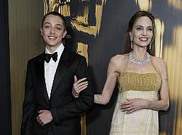 Angelina Jolie Sports Unbranded Vintage Gown With Her Son Knox Jolie Pitt At Governors Awards 2024