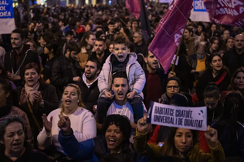 Tens Of Thousands Protest In Barcelona Over Soaring Rental Costs