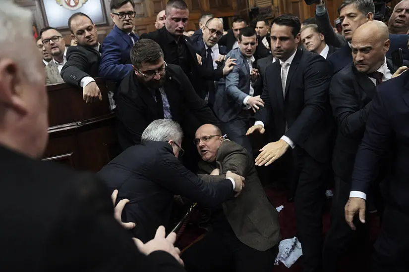 Scuffle In Serbian Parliament Amid Accusations Over Fatal Station Roof Collapse