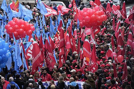 Thousands Of Workers Stage Protests Across Italy In General Strike