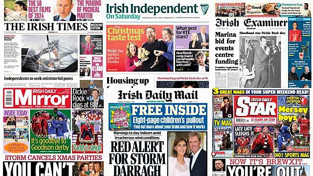 What The Papers Say: Saturday's Front Pages