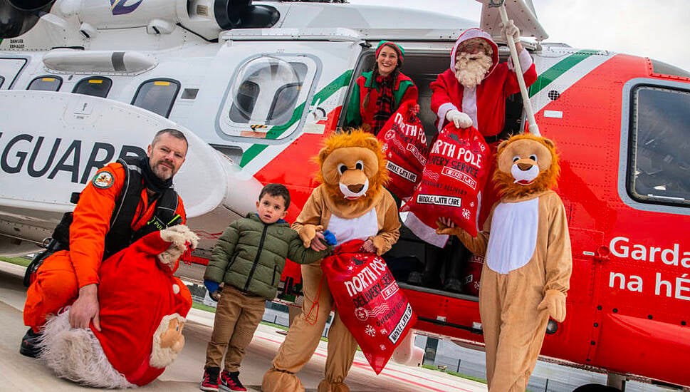 Santa Uses Helicopter To Deliver Hundreds Of Toys To Cork Hospital