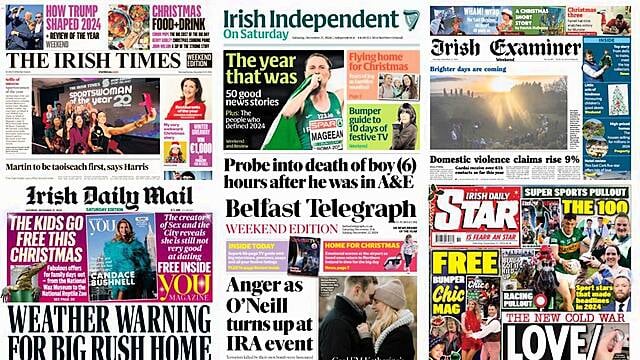 What The Papers Say: Saturday's Front Pages