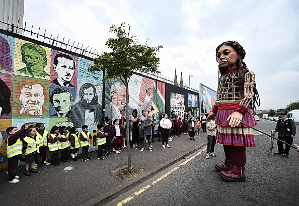 Little Amal visits Belfast Peace Walls