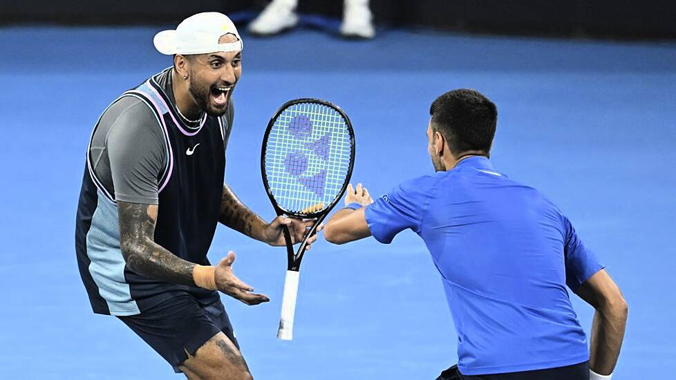 Nick Kyrgios Celebrates Return From Injury With Novak Djokovic Doubles Victory