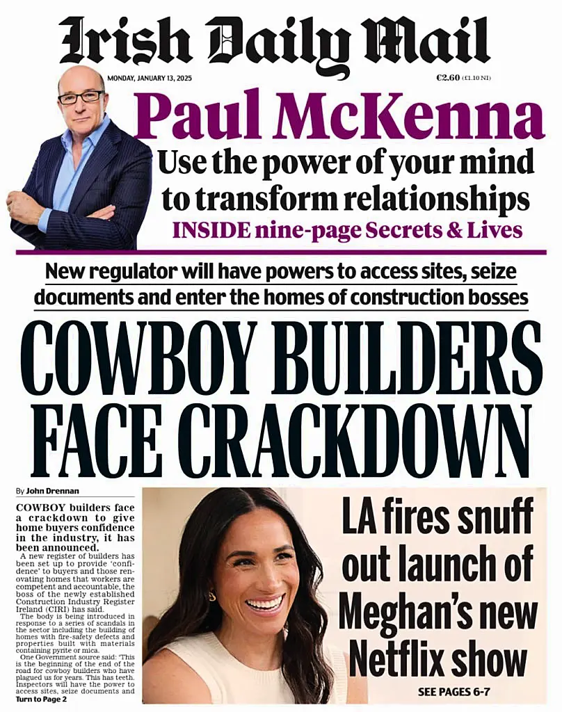 Irish Daily Mail front page