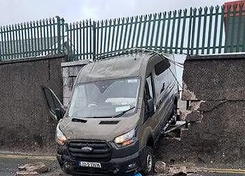 Defence Forces Van Smashes Half Way Through Wall At Cork Army Barracks