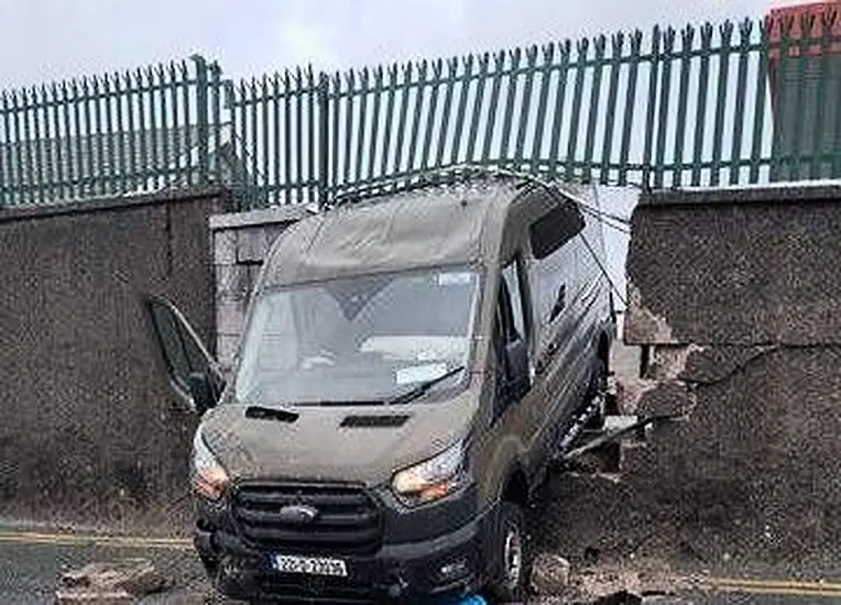 Defence Forces Van Smashes Half Way Through Wall At Cork Army Barracks