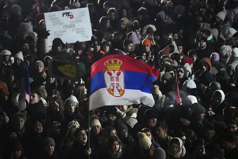 Tens Of Thousands Protest Outside Serbian Tv Hq After Student Badly Injured