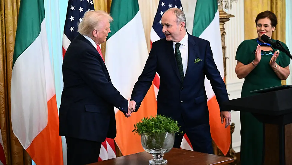 'I Love The Irish': Trump Receives Bowl Of Shamrock From Taoiseach