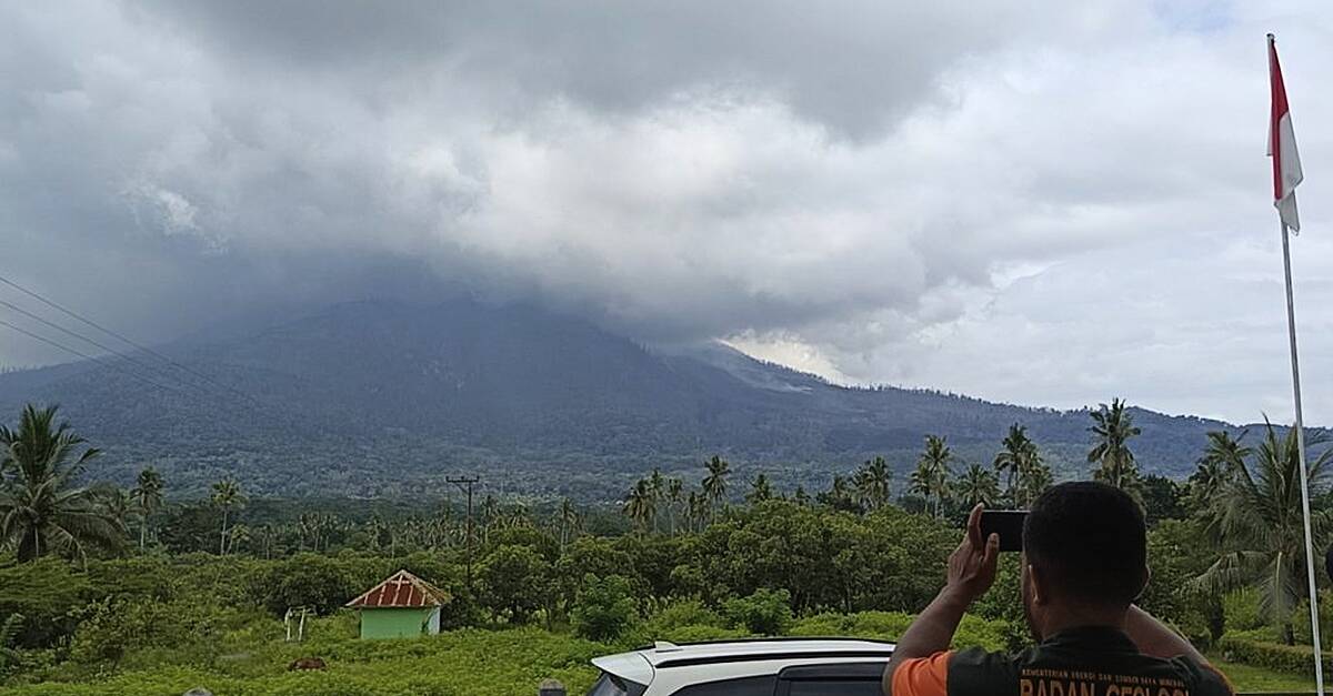 The Mount Lewotobi Laki Laki volcano in south central Indonesia