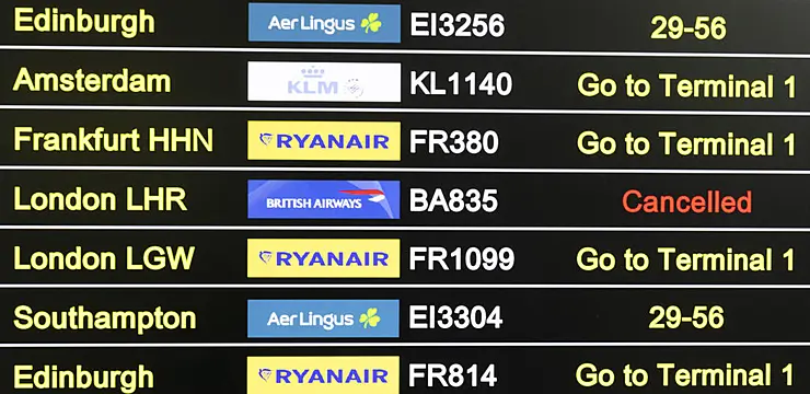 Flight cancellations at Dublin Airport due to weather conditions