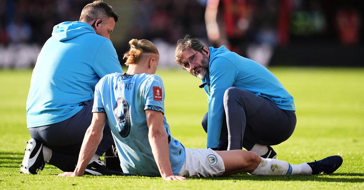 Нападателят на Man City Erling Haaland излязъл до седем седмици с нараняване на глезена 