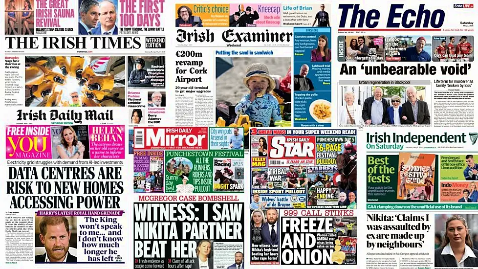 What The Papers Say: Saturday's Front Pages