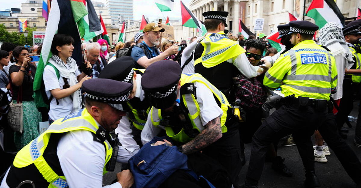 Protesters clash with police at Palestine Action demonstration in London