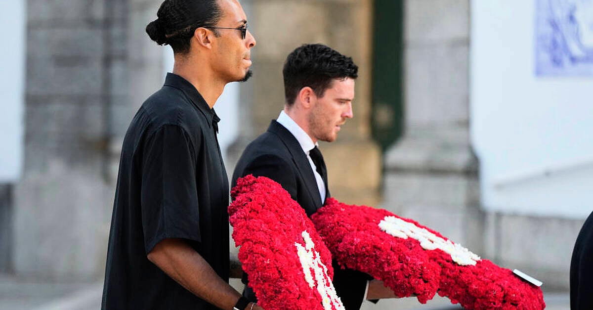 Liverpool squad bid emotional farewell to Diogo Jota at team-mate’s funeral