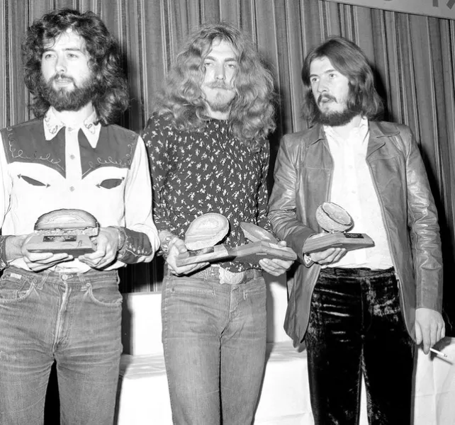 Members of Led Zeppelin Jimmy Page, Robert Plant and John Bonham in 1970 (PA)