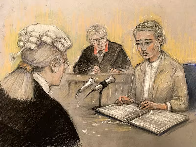 Amber Heard being cross examined (Elizabeth Cook/PA)