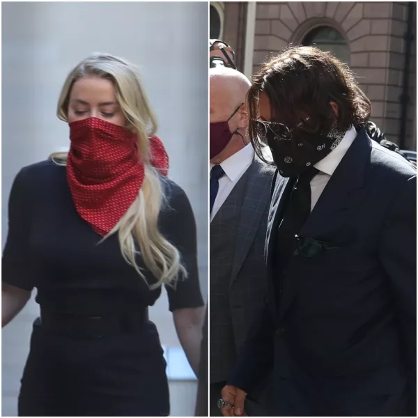 Amber Heard and Johnny Depp outside court (PA)