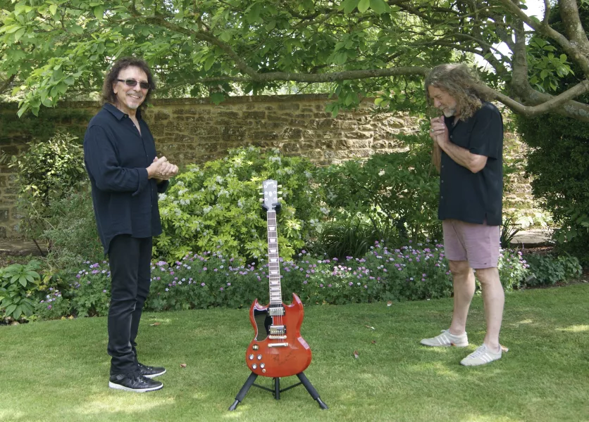 A guitar signed by Black Sabbath’s Tony Iommi and Led Zeppelin’s Robert Plant is also for sale (Julien’s Auctions/PA)