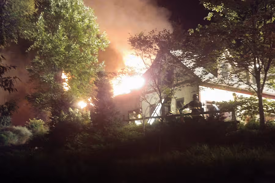 Rachael Ray’s home on fire in Lake Luzerne, New York (Courtesy Kenneth Dickinson via AP)