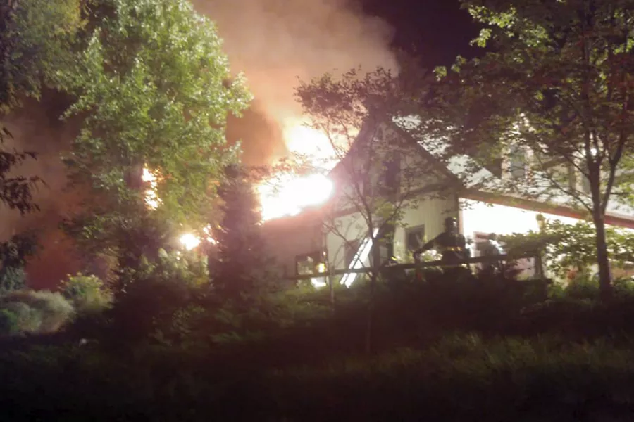 Rachael Ray’s home on fire in Lake Luzerne, New York (Courtesy Kenneth Dickinson via AP)