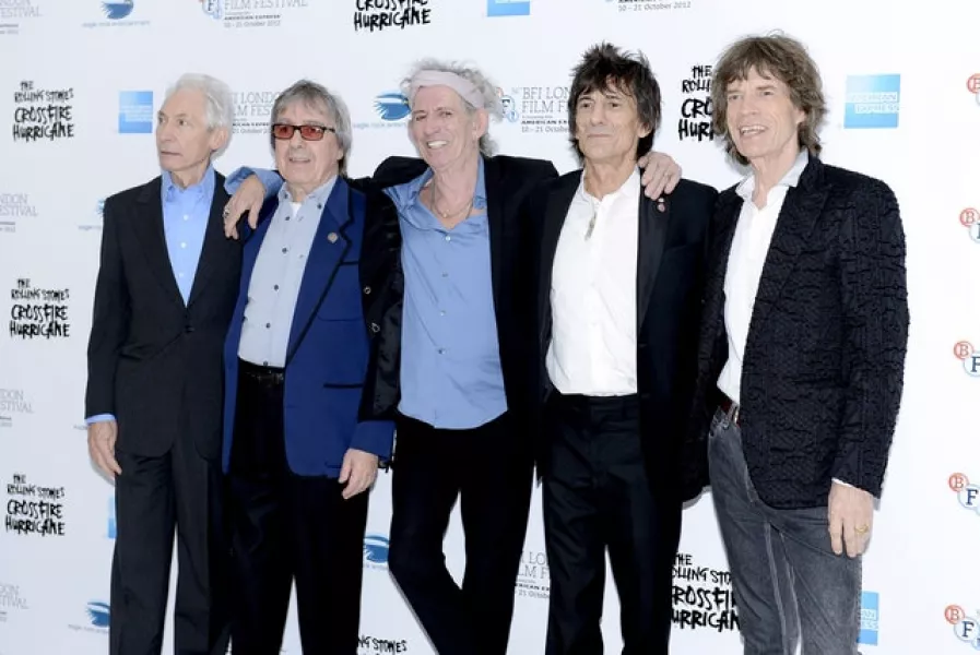 (L-R) Charlie Watts, Bill Wyman, Keith Richards, Ronnie Wood and Mick Jagger (Jonathan Brady/PA)