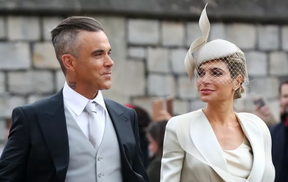 Robbie Williams and Ayda Field at the wedding of Princess Eugenie (Gareth Fuller/PA)