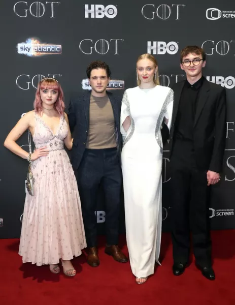 Maisie Williams with Game Of Thrones co-stars Kit Harington, Sophie Turner and Isaac Hempstead Wright (Liam McBurney/PA)