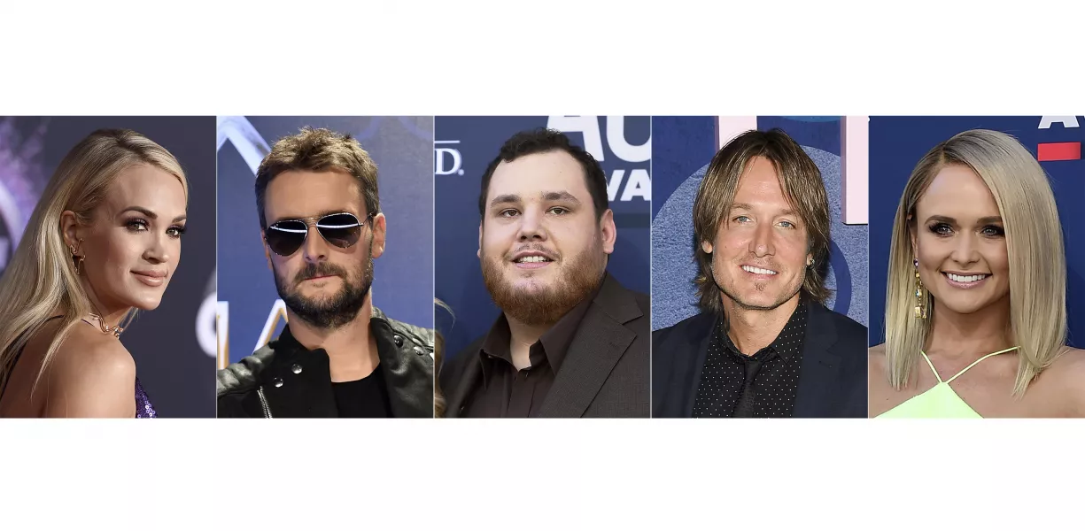 Carrie Underwood, Eric Church, Luke Combs, Keith Urban and Miranda Lambert, who were nominated for entertainer of the year (AP)