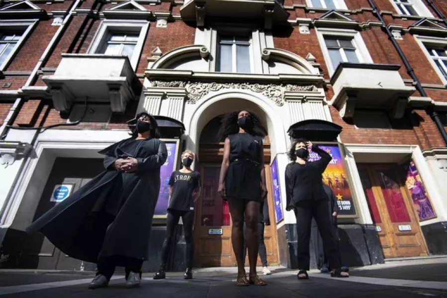 The group aimed to raise further awareness of the need to reopen theatres across the UK without social distancing (Victoria Jones/PA)