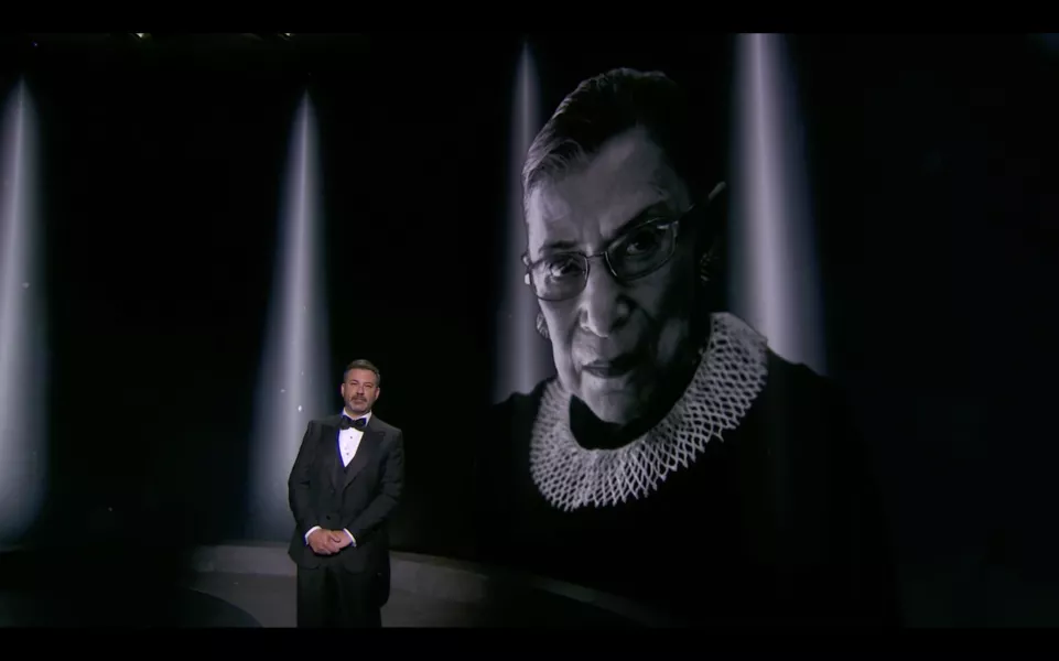 Late Supreme Court justice Ruth Bader Ginsburg was featured in the in memoriam section, alongside celebrities including Chadwick Boseman and Naya Rivera (ABC/PA)