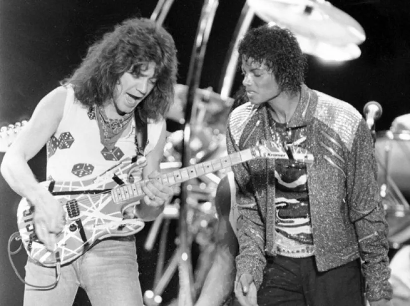Eddie Van Halen in 1984 with Michael Jackson (Carlos Osorio/AP)