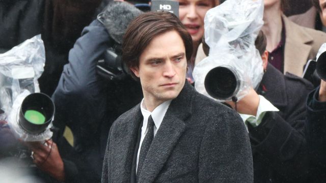 Robert Pattinson Pictured Filming Funeral Scene For The Batman In Liverpool