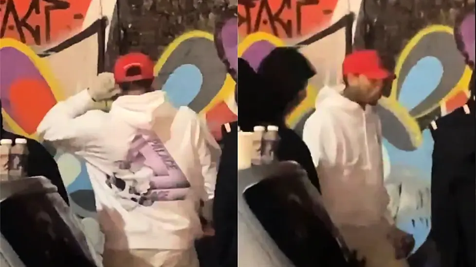 Chris Brown Spotted Graffitiing Wall In East London