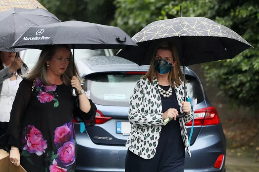 CervicalCheck campagingers Vicky Phelan (right) and Lorraine Walsh arrive for the funeral of fellow campaigner Ruth Morrissey at Mary Magdalene Church, Monaleen, Co Limerick (Brian Lawless/PA)
