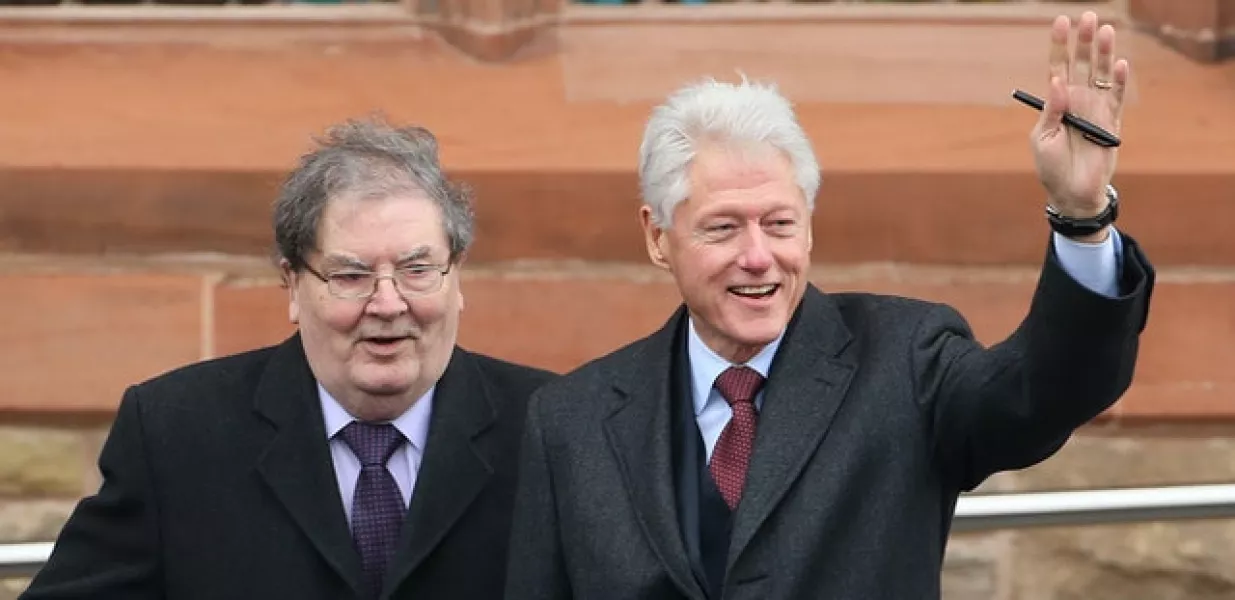 Former US President Bill Clinton with former SDLP leader John Hume on a visit to Derry (Paul Faith/PA)