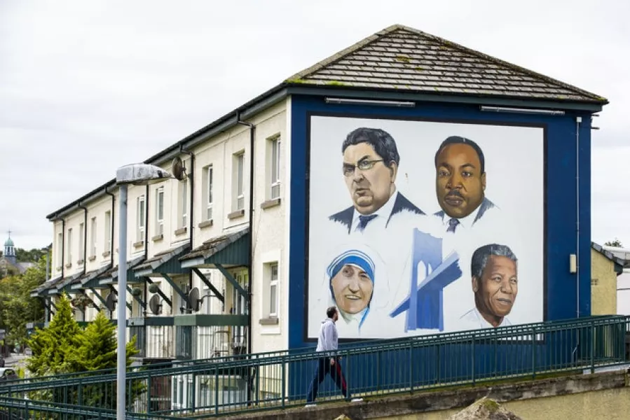 Bogside mural in Derry City of John Hume, Martin Luther King Jr, Mother Teresa, and Nelson Mandela (Liam McBurney/PA)