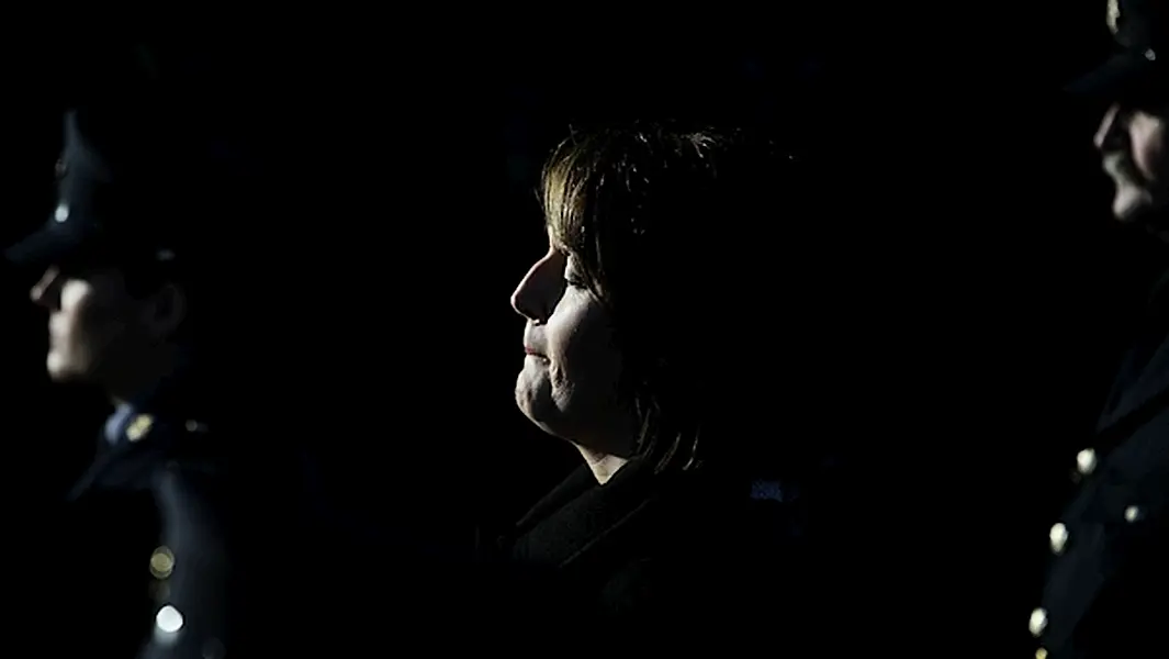 Caroline Donohoe the widow of Detective Garda Adrian Donohoe during his state funeral in Dundalk. Photo:  Julien Behal/PA Archive/PA Images